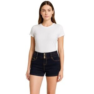 BLUE SPICE Womens Shorts Size 7 Dark Wash High Rise Triple Button Casual Classic